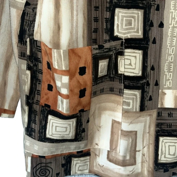 N Touch geometric blazer lightweight size 10 fall jacket pockets front button - Picture 5 of 13